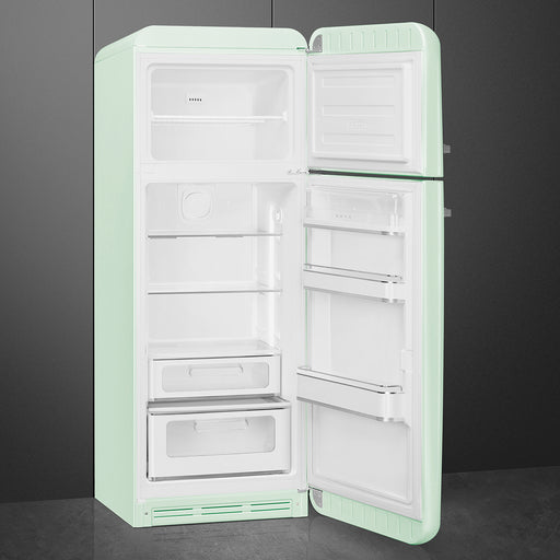 Smeg 60cm Retro Style 80/20 Fridge Freezer, Right Hand Hinge - Pastel Green | SMG FAB30RPG5UK
