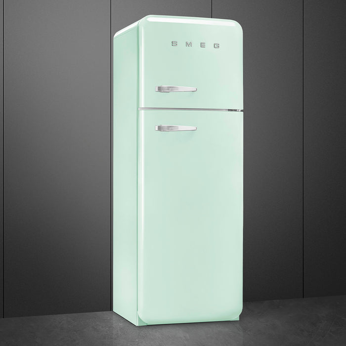 Smeg 60cm Retro Style 80/20 Fridge Freezer, Right Hand Hinge - Pastel Green | SMG FAB30RPG5UK