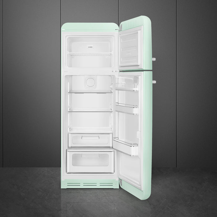 Smeg 60cm Retro Style 80/20 Fridge Freezer, Right Hand Hinge - Pastel Green | SMG FAB30RPG5UK