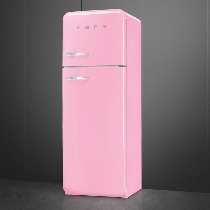 Smeg 60cm Retro Style 80/20 Fridge Freezer, Right Hand Hinge - Pink | SMG FAB30RPK5UK