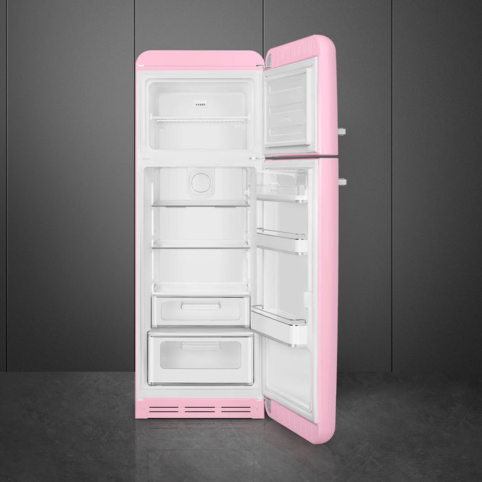 Smeg 60cm Retro Style 80/20 Fridge Freezer, Right Hand Hinge - Pink | SMG FAB30RPK5UK