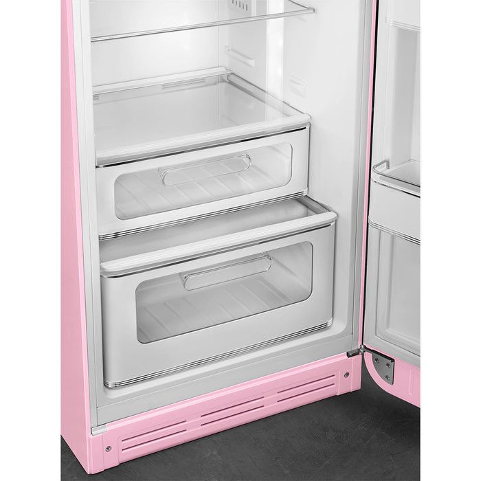 Smeg 60cm Retro Style 80/20 Fridge Freezer, Right Hand Hinge - Pink | SMG FAB30RPK5UK