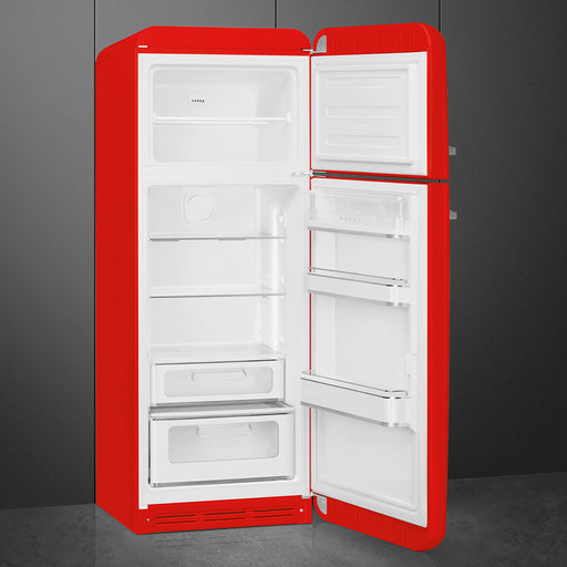 Smeg 60cm Retro Style 80/20 Fridge Freezer, Right Hand Hinge - Red | SMG FAB30RRD5UK