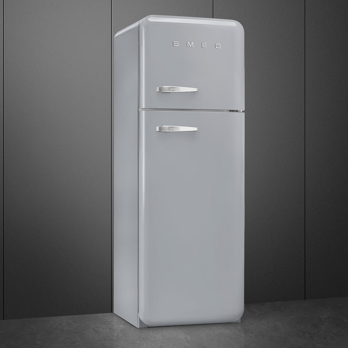 Smeg 60cm Retro Style 80/20 Fridge Freezer, Right Hand Hinge - Silver | SMG FAB30RSV5UK