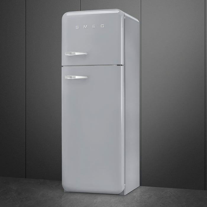 Smeg 60cm Retro Style 80/20 Fridge Freezer, Right Hand Hinge - Silver | SMG FAB30RSV5UK