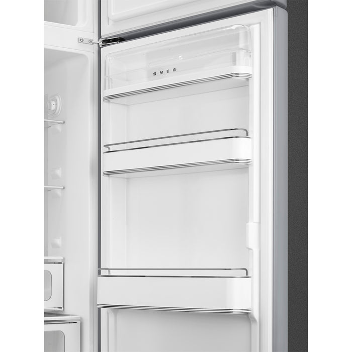 Smeg 60cm Retro Style 80/20 Fridge Freezer, Right Hand Hinge - Silver | SMG FAB30RSV5UK