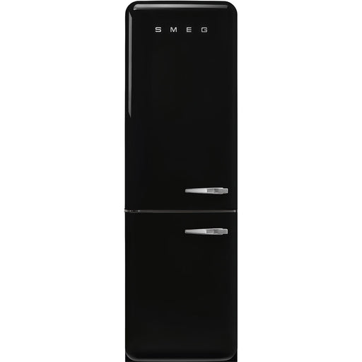 Smeg 60cm Retro Style 60/40 Fridge Freezer with NoFrost, Left Hand Hinge - Black | SMG FAB32LBL5UK