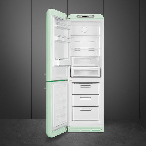Smeg 60cm Retro Style 60/40 Fridge Freezer with NoFrost, Left Hand Hinge - Pastel Green | SMG FAB32LPG5UK