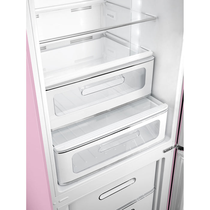 Smeg 60cm Retro Style 60/40 Fridge Freezer with NoFrost, Right Hand Hinge - Pink | SMG FAB32RPK5UK