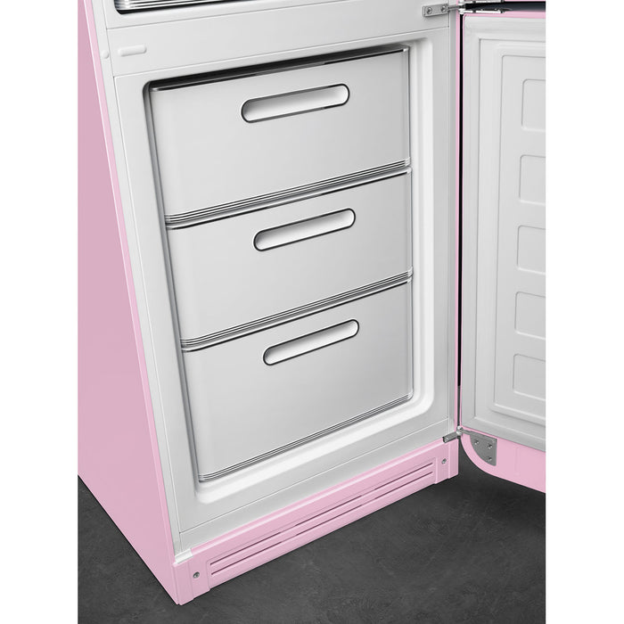 Smeg 60cm Retro Style 60/40 Fridge Freezer with NoFrost, Right Hand Hinge - Pink | SMG FAB32RPK5UK