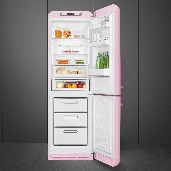 Smeg 60cm Retro Style 60/40 Fridge Freezer with NoFrost, Right Hand Hinge - Pink | SMG FAB32RPK5UK