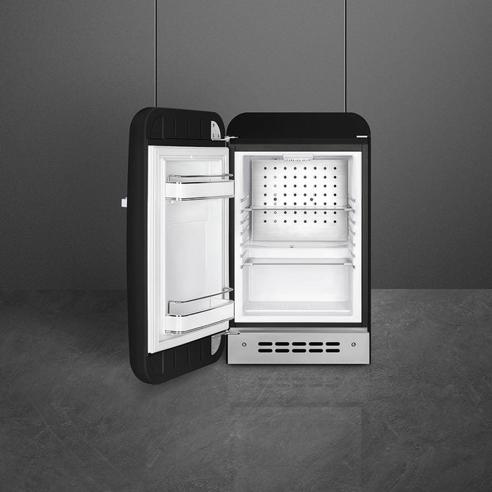 Smeg 40cm Small Retro Style Fridge, Right Hand Hinged - Black | SMG FAB5RBL5