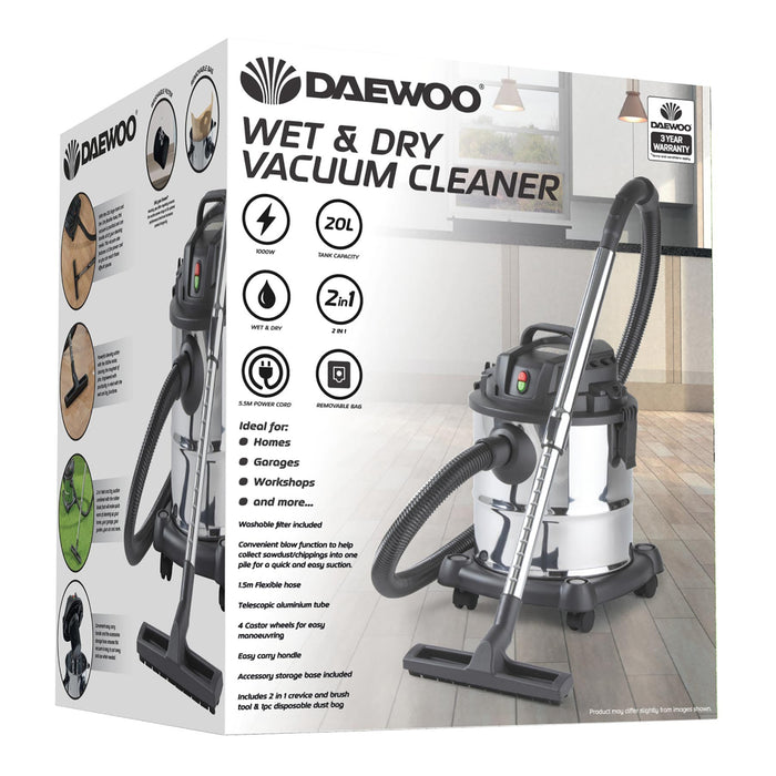 Daewoo 20L Wet & Dry Vacuum Cleaner | FLR00141GE