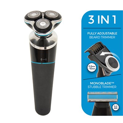 Paul Anthony ''Lithium Pro 3'' USB Wet & Dry Rotary Shaver with Beard Trimmer - Black | H5021B