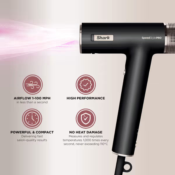 Shark SpeedStyle Pro High-Velocity Hair Dryer System - Black | HD701UK
