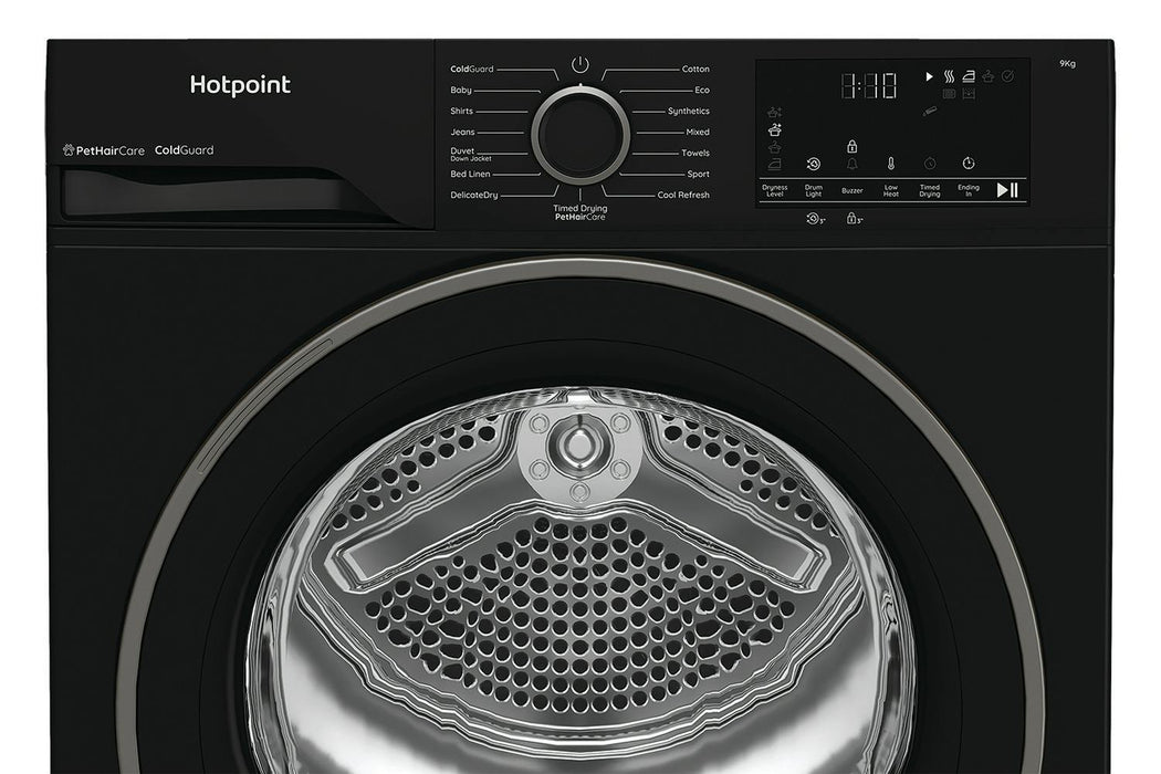 Hotpoint 9kg Freestanding Heat Pump Tumble Dryer - Black | HHDD90BBIRE