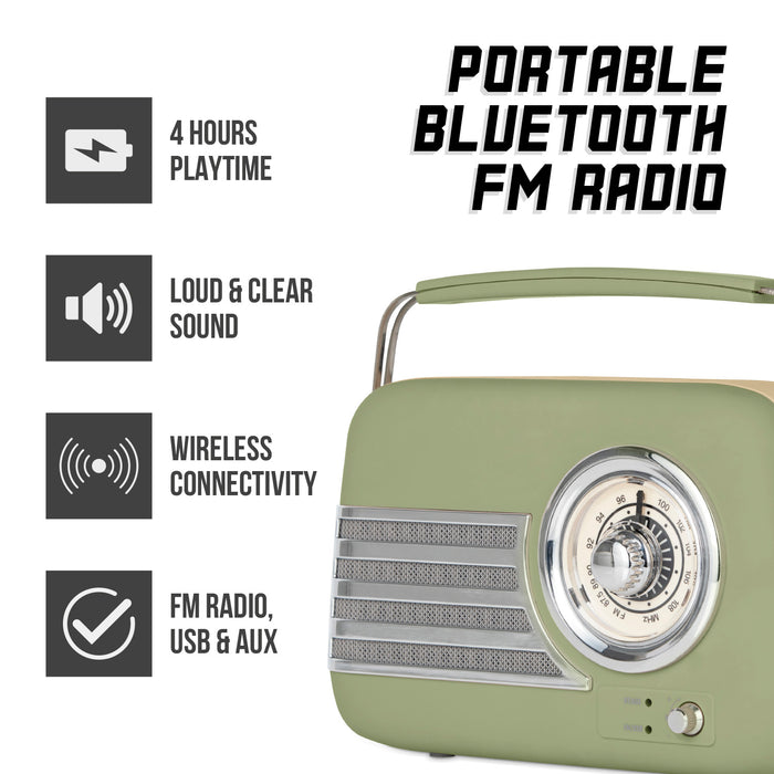 iTek Retro BT Radio - Sage | I60028SAG