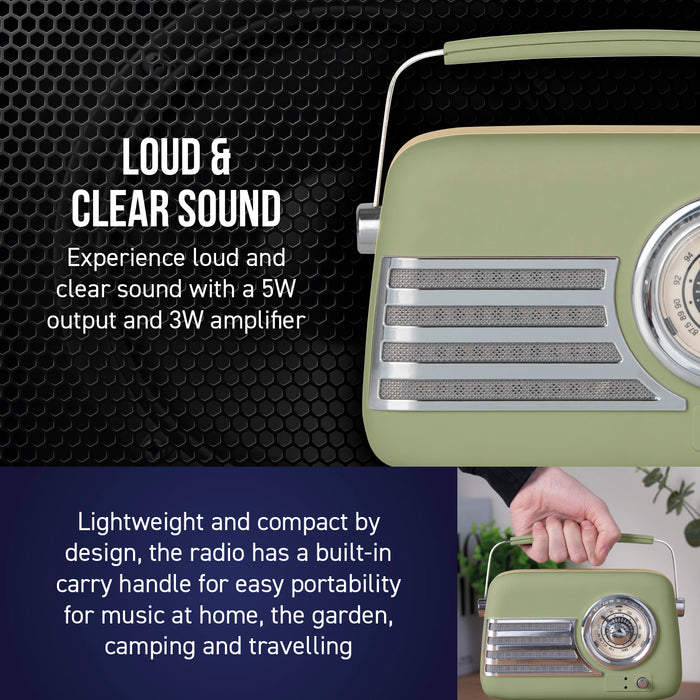 iTek Retro BT Radio - Sage | I60028SAG