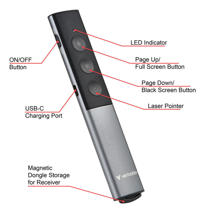 Verbatim Agenda Wireless Presenter with Red Laser Pointer | 32366