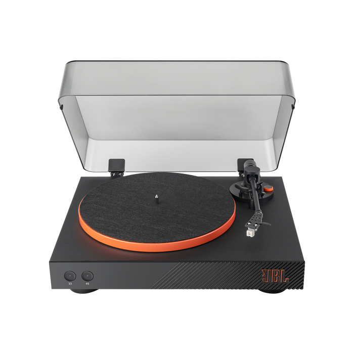 JBL Turntables & Record Players JBL Spinner Bluetooth Turntable Vinyl Record Player - Black/Orange | JBLSPINNERBTBLK IRWINS MEGASTORE