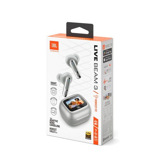 JBL Live Beam 3 True Wireless Noise-Cancelling Earbuds - Silver | JBLLIVEBEAM3SIL