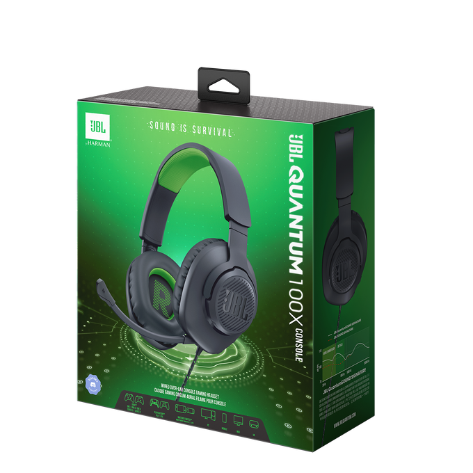 JBL Quantum 100M2 Wired Over-Ear Gaming Headset | JBLQ100XBLKGRN