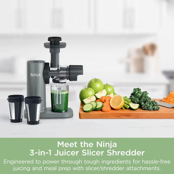 Ninja 3-in-1 Cold Press Juicer, Slicer and Shredder 150W - Grey | JC152UK