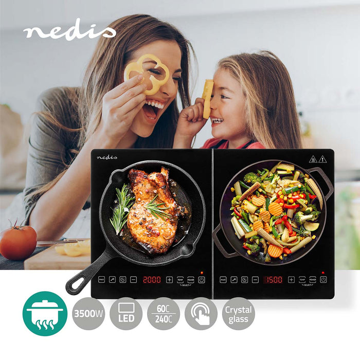 NEDIS Dual Induction Hob 3.5KW - Black | 413683