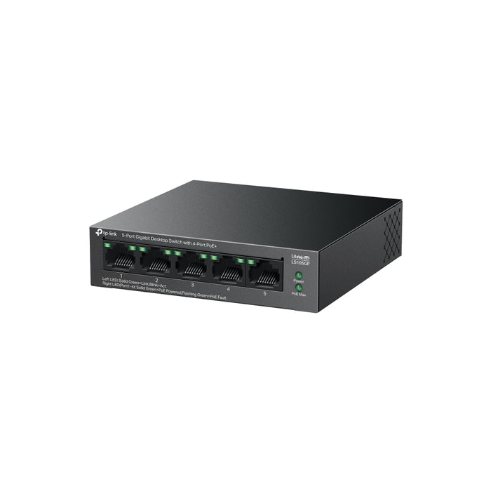 TP-Link LS105GP 5-Port Gigabit Desktop Switch with 4-Port PoE+ 65W | LS105GP