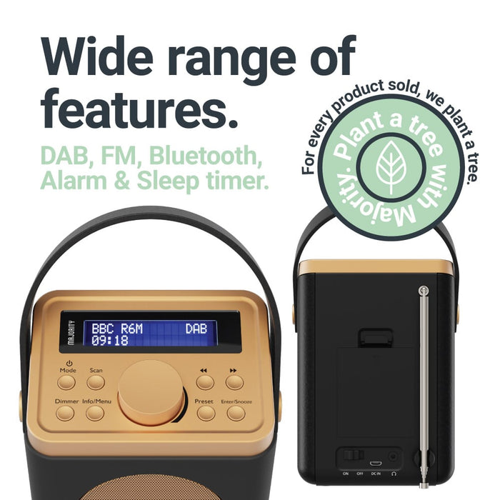 Majority Little Shelford Portable DAB/DAB+ & FM Radio With Bluetooth - Black | 075523