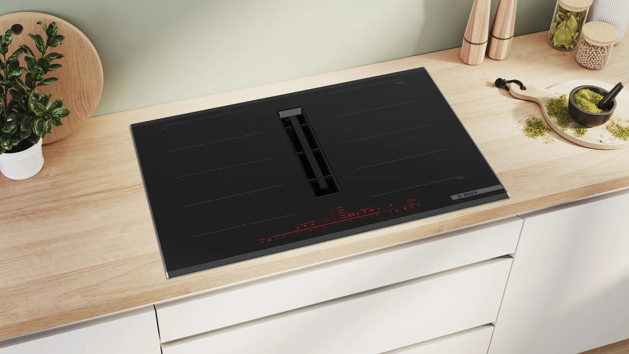 Bosch Series 8, Induction hob with integrated ventilation system, 80 cm, surface mount with frame | BSH PXX875D67E