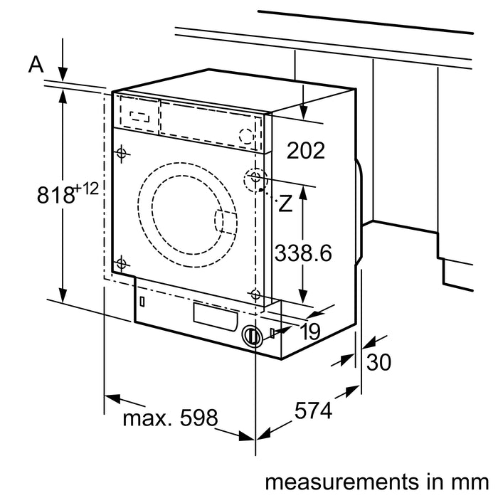 Bosch Series 8, Built-in washing machine, 8 kg, 1400 rpm | BSH WIW28502GB