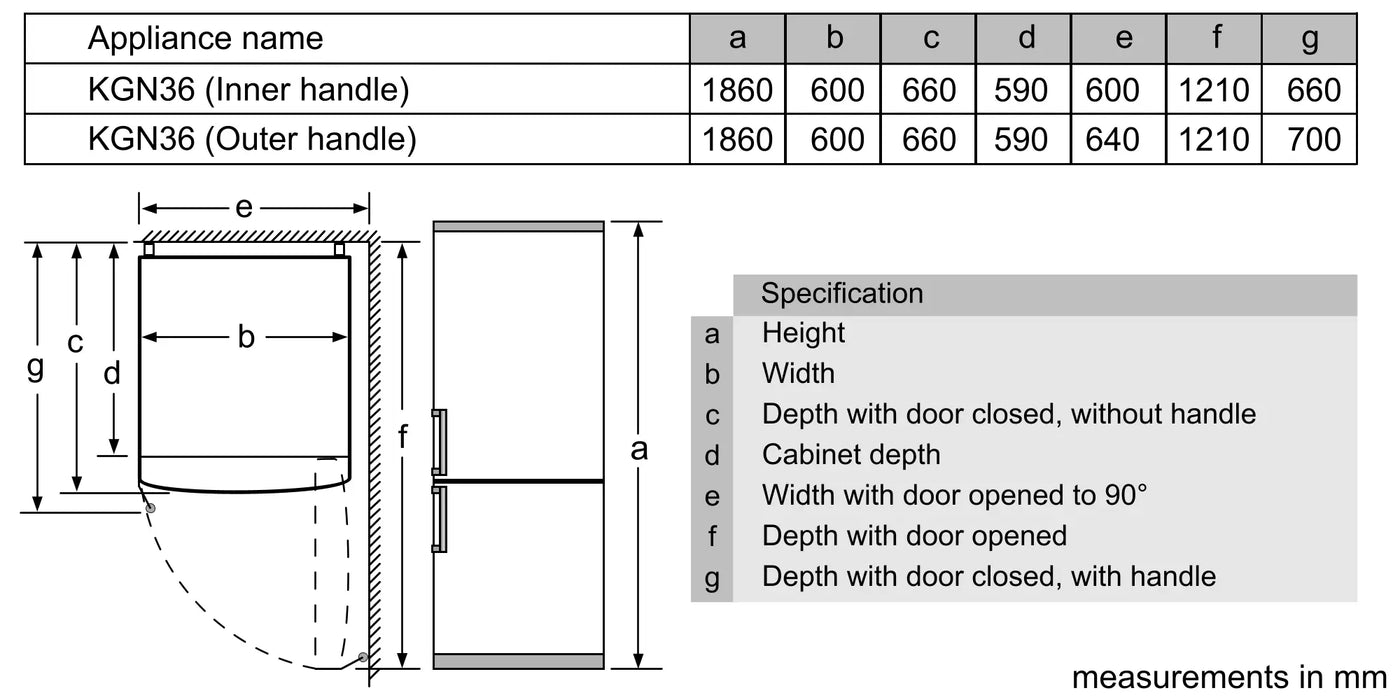 Bosch Series 2, free-standing fridge-freezer with freezer at bottom, 186 x 60 cm - White | BSH KGN36NWEAG