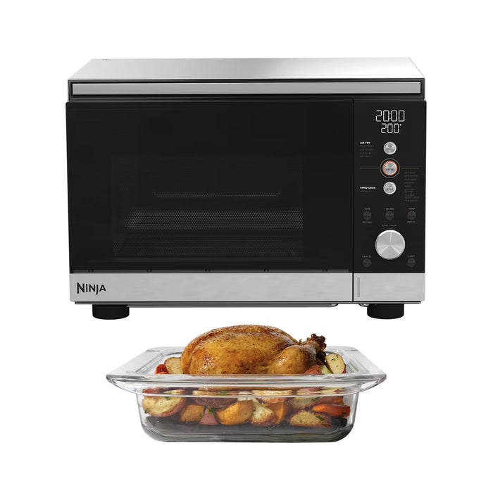 Ninja CRISPi 2-in-1 Flatbed Microwave & Air Fryer with FusionCrisp, 13 Functions - Silver | MW101UK