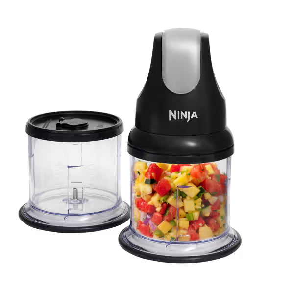 Ninja Express Chop Professional Stackable Mini Chopper & Blender 200W with 2 x 500ml Bowls - Black | NJ1002UKBK