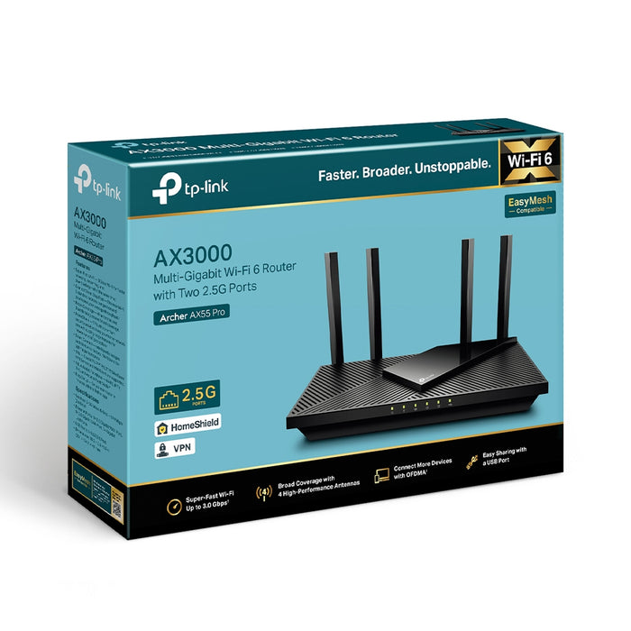 TP-LINK Wireless Router TP-Link AX3000 Multi-Gigabit Wi-Fi 6 Router with Two 2.5G Ports | Archer AX55 Pro IRWINS MEGASTORE