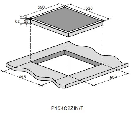 Powerpoint 4 Ring Induction Hob | P154C2ZIN/T