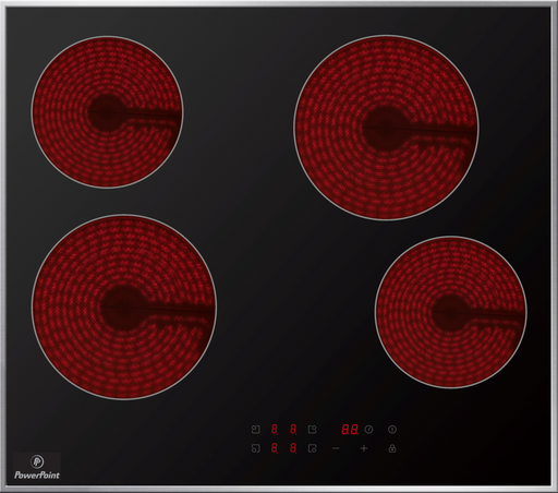 POWERPOINT Ceramic Hob PowerPoint Ceramic Hob 60cm 4 Zones | P154MDTCSS IRWINS MEGASTORE