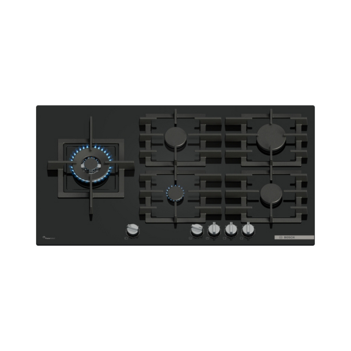 BOSCH Series 6, Gas hob, 90 cm, Tempered glass - Black | BSH PPM9A6I40