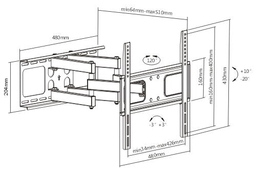 Revez LARGE TILT & SWIVEL 200x200 - 400x400 50kg | TS60C V2