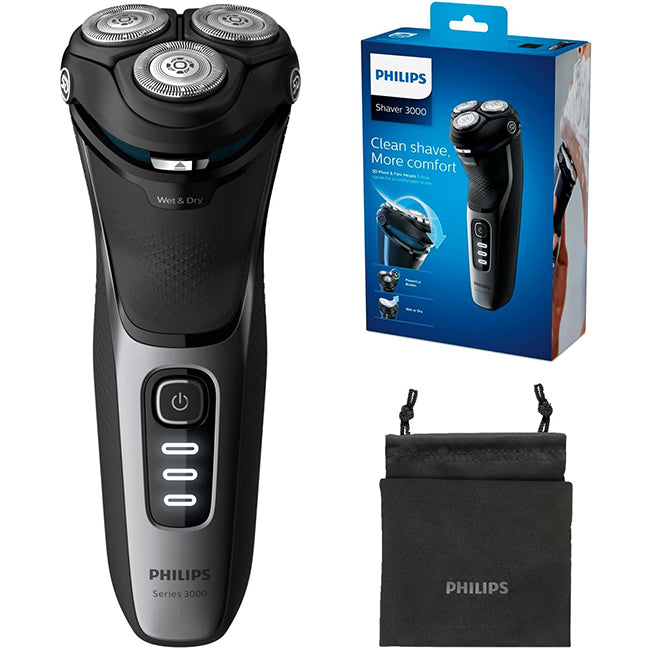 Philips 3000 Series Wet or Dry Electric Shaver with Handy Travel Pouch | EDL S3233/52