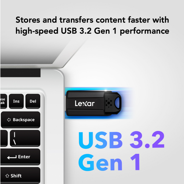 Lexar JumpDrive S80 64GB USB 3.2 Gen 1 Flash Drive with 256-bit AES - Black | LJDS080064G-BNB