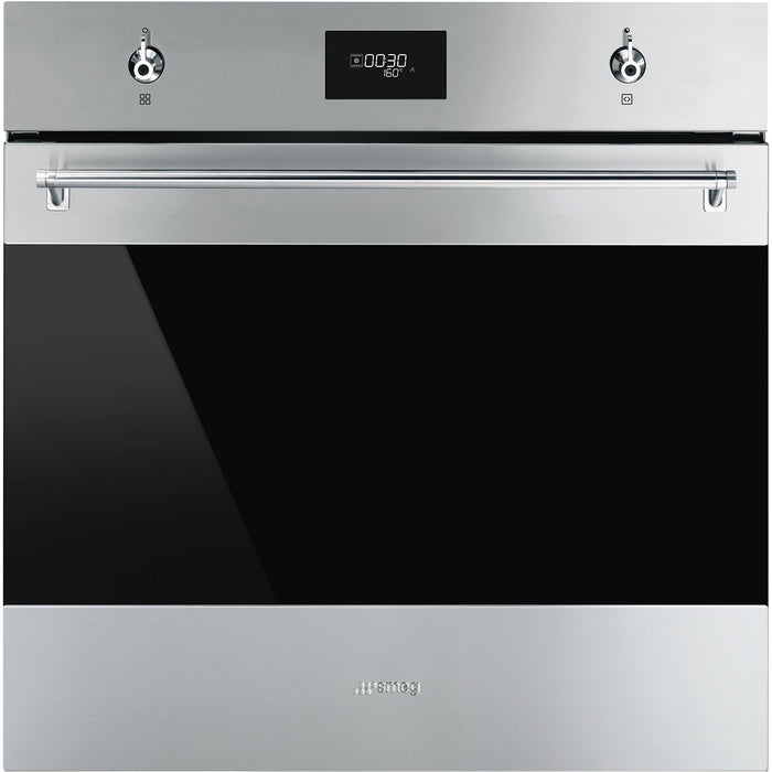 Smeg Classic 60cm Built-In Single Oven, Thermo-ventilated, Vapor Clean - Stainless steel | SMG SF6301TVX