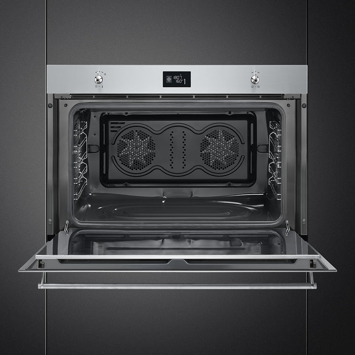 Smeg Classic 90cm Built-In Single Oven, Thermo-ventilated, Vapor Clean - Stainless steel | SMG SF9390X1
