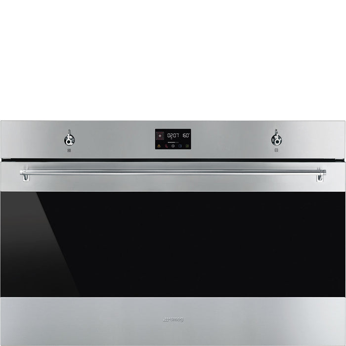 Smeg Classic 90cm Built-In Single Oven, Thermo-ventilated, Pyrolytic - Stainless steel | SMG SFP9302TX