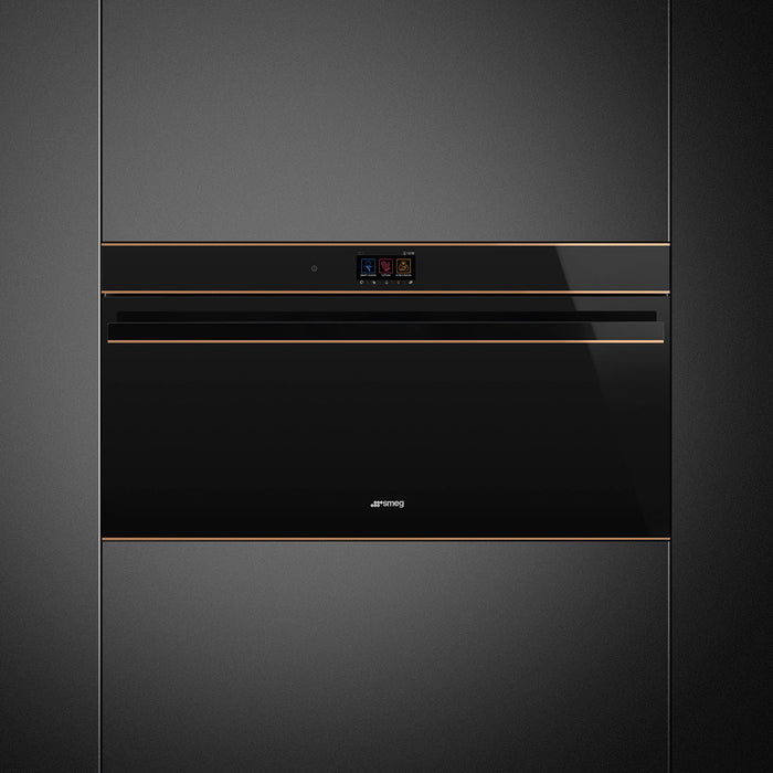 Smeg Dolce Stil Novo Built-In 90cm (Reduced-Height) Pyrolytic Self Cleaning Single Oven - Black | SMG SFPR9604TNR