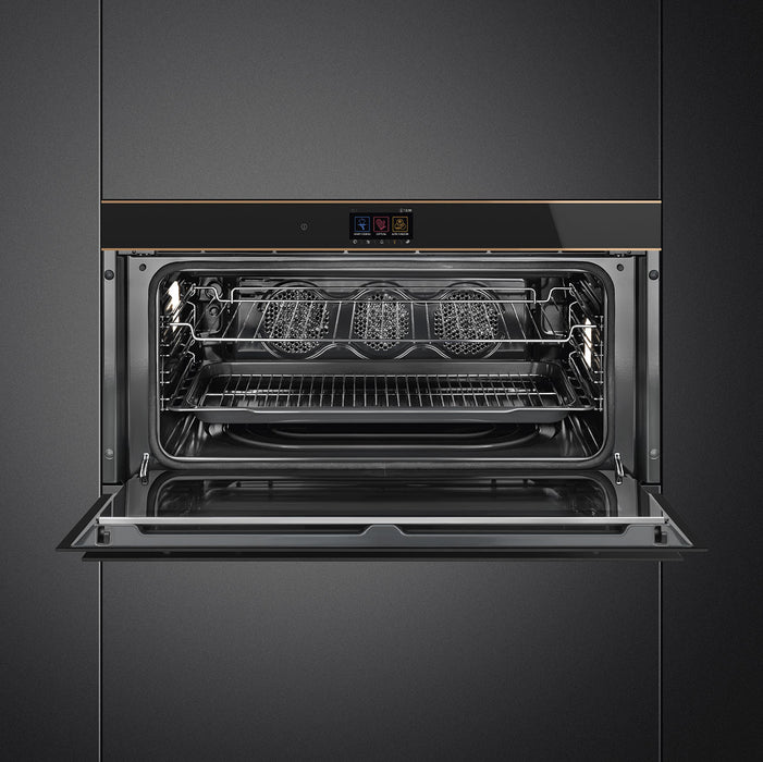 Smeg Dolce Stil Novo Built-In 90cm (Reduced-Height) Pyrolytic Self Cleaning Single Oven - Black | SMG SFPR9604TNR