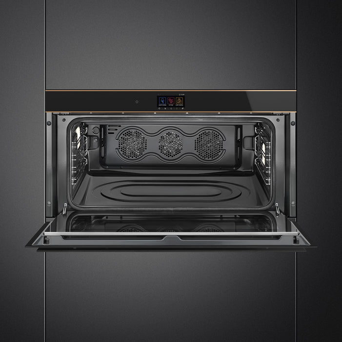 Smeg Dolce Stil Novo Built-In 90cm (Reduced-Height) Pyrolytic Self Cleaning Single Oven - Black | SMG SFPR9604TNR