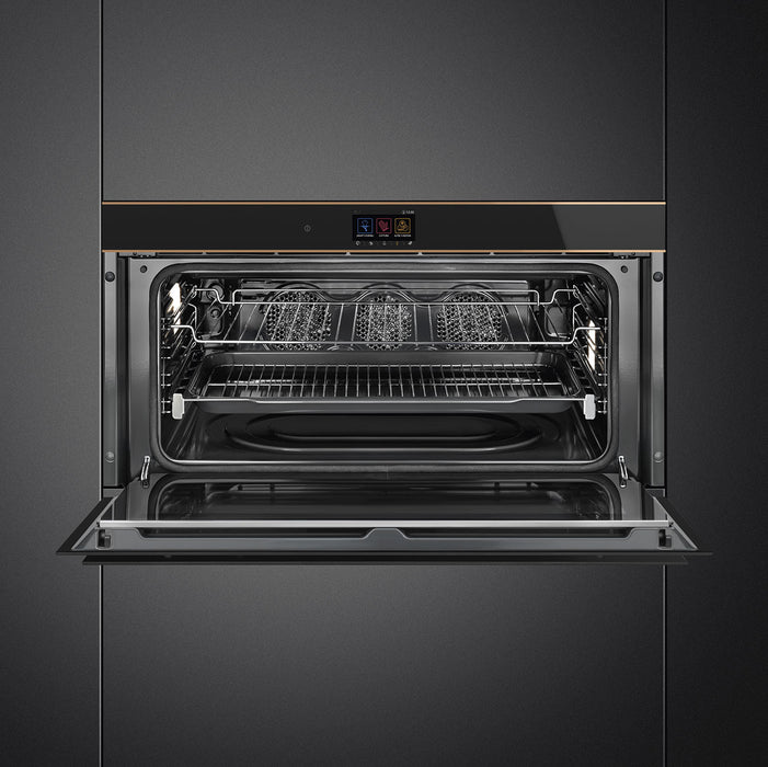 Smeg Dolce Stil Novo Built-In 90cm (Reduced-Height) Pyrolytic Self Cleaning Single Oven - Black | SMG SFPR9604TNR