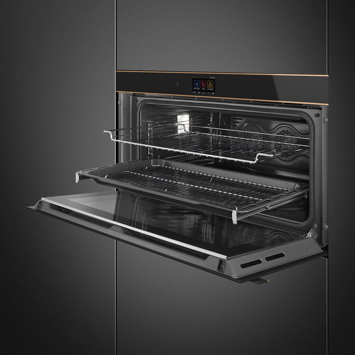 Smeg Dolce Stil Novo Built-In 90cm (Reduced-Height) Pyrolytic Self Cleaning Single Oven - Black | SMG SFPR9604TNR